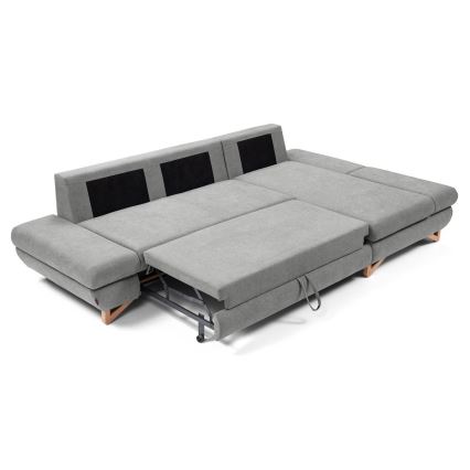 Rozkładany narożnik tapicerowany w układzie L AVESTA, prawostronny, szary