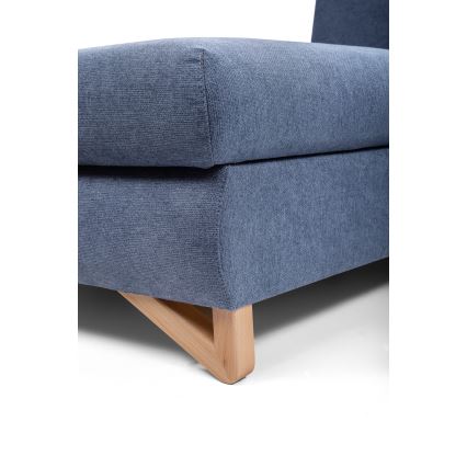 Narożna rozkładana sofa tapicerowana AVESTA z pojemnikiem, lewostronna, niebieska