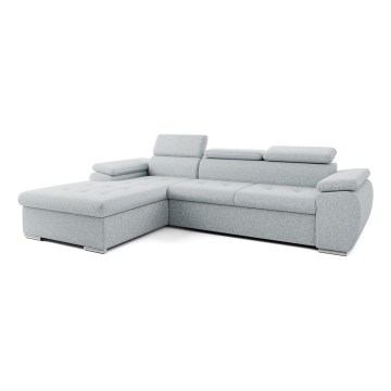 Rozkładana narożna sofa w kształcie litery L z pojemnikiem na pościel PADUA szara lewa