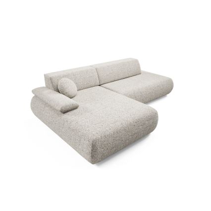 Rozkładana narożna sofa z miejscem do przechowywania w kształcie L PRATO lewa beżowa