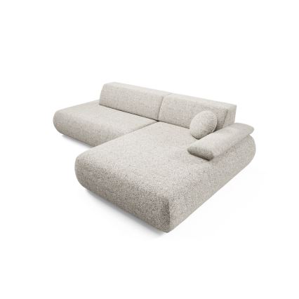 Rozkładana narożna sofa z miejscem do przechowywania w kształcie L PRATO prawa beżowa