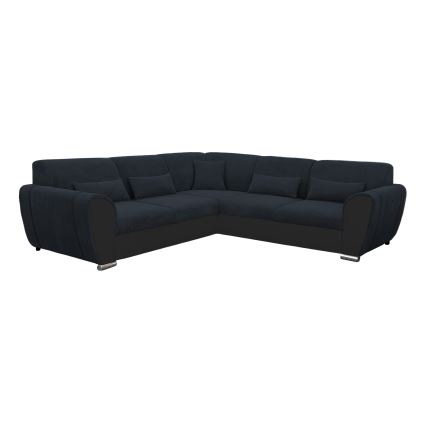 Narożna rozkładana sofa z pojemnikiem w układzie L VISEU, prawostronna, antracyt/czarny