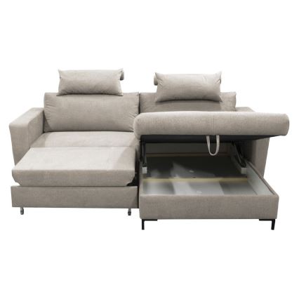 Rozkładana narożna tapicerowana sofa typu U HORTA prawa szary