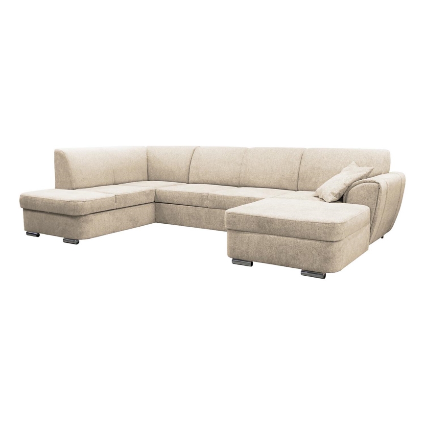Rozkładana narożna tapicerowana sofa typu U SERPA lewa beżowy