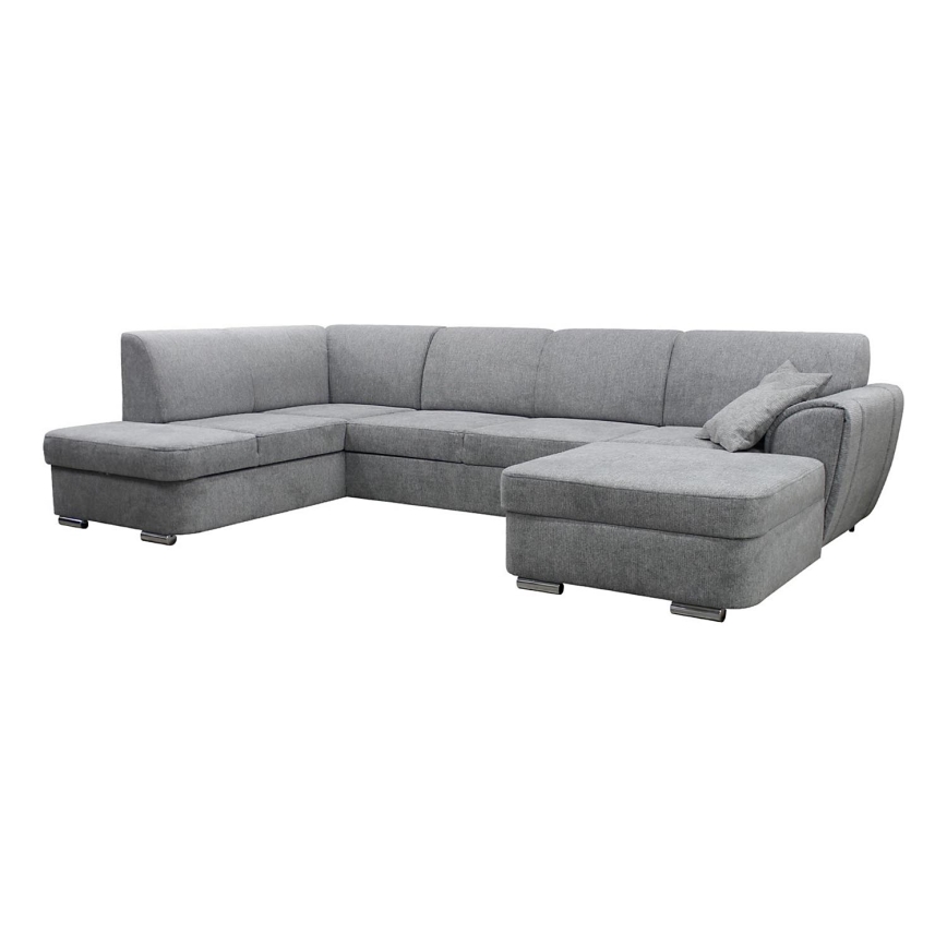 Rozkładana narożna tapicerowana sofa typu U SERPA lewa szary