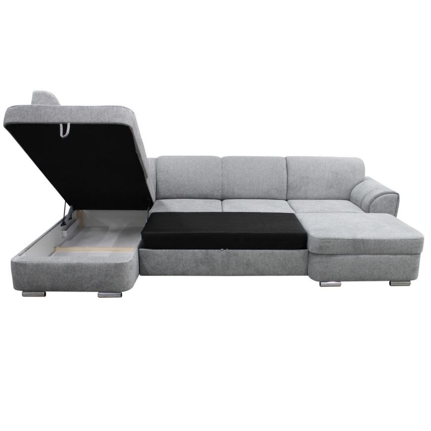 Rozkładana narożna tapicerowana sofa typu U SERPA lewa szary