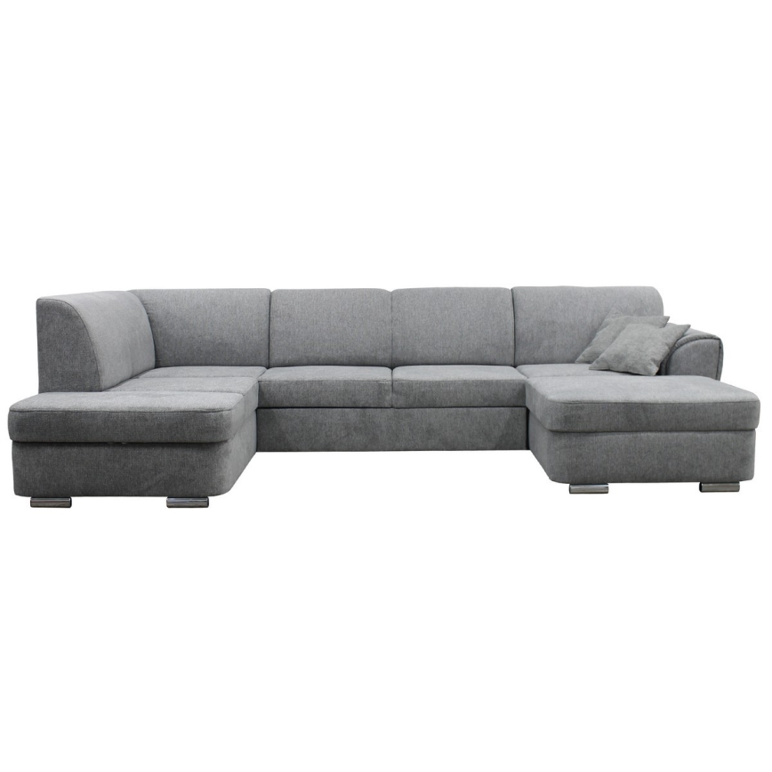 Rozkładana narożna tapicerowana sofa typu U SERPA lewa szary