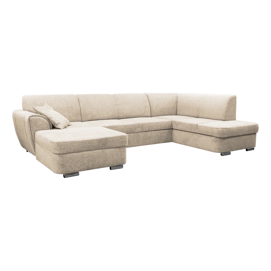 Rozkładana narożna tapicerowana sofa typu U SERPA prawa beżowy