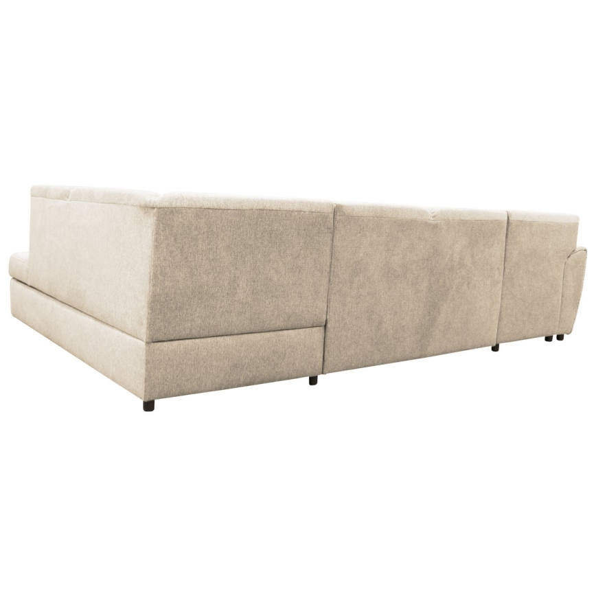 Rozkładana narożna tapicerowana sofa typu U SERPA prawa beżowy