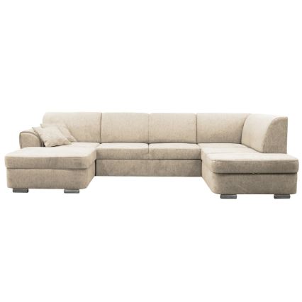 Rozkładana narożna tapicerowana sofa typu U SERPA prawa beżowy