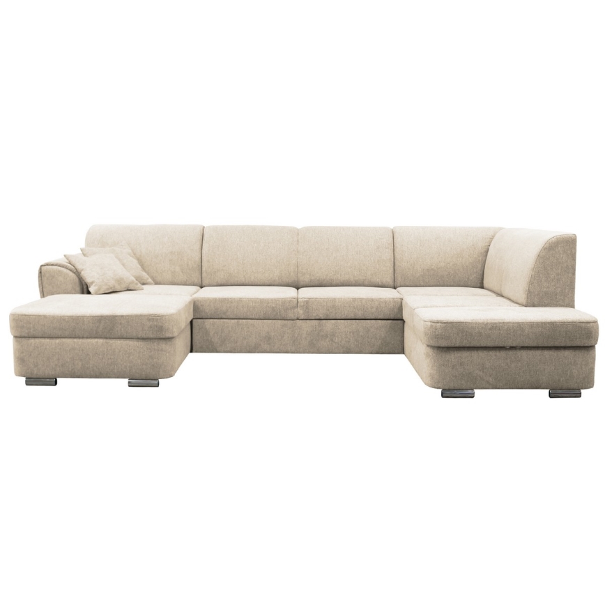 Rozkładana narożna tapicerowana sofa typu U SERPA prawa beżowy