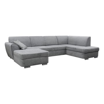 Rozkładana narożna tapicerowana sofa typu U SERPA prawa szary