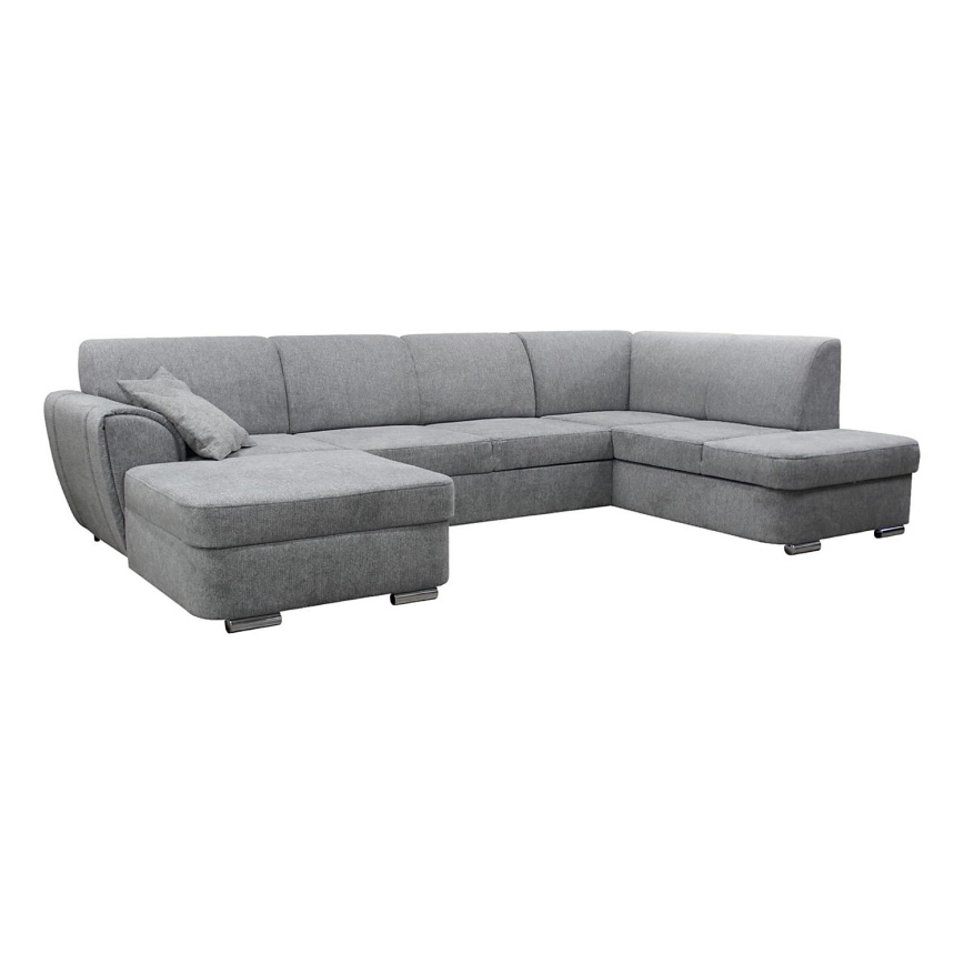 Rozkładana narożna tapicerowana sofa typu U SERPA prawa szary