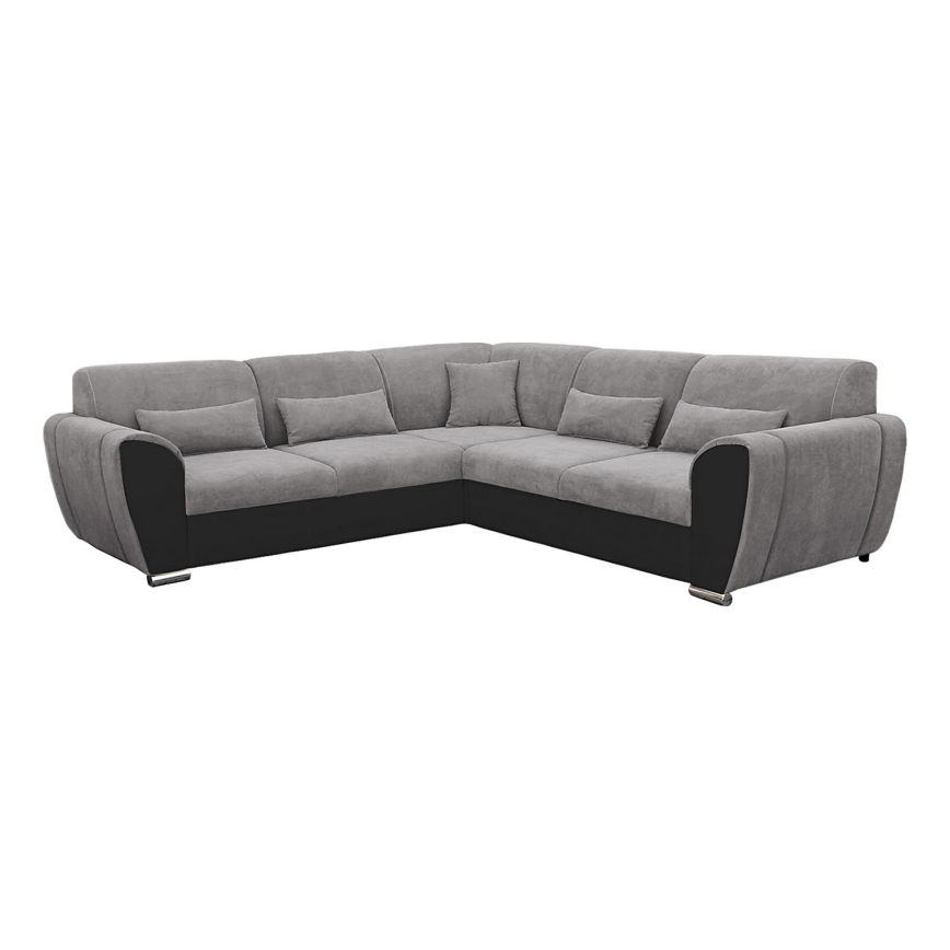 Rozkładana narożna tapicerowana sofa typu U VISEU lewa szary/czarny