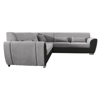 Rozkładana narożna tapicerowana sofa typu U VISEU lewa szary/czarny