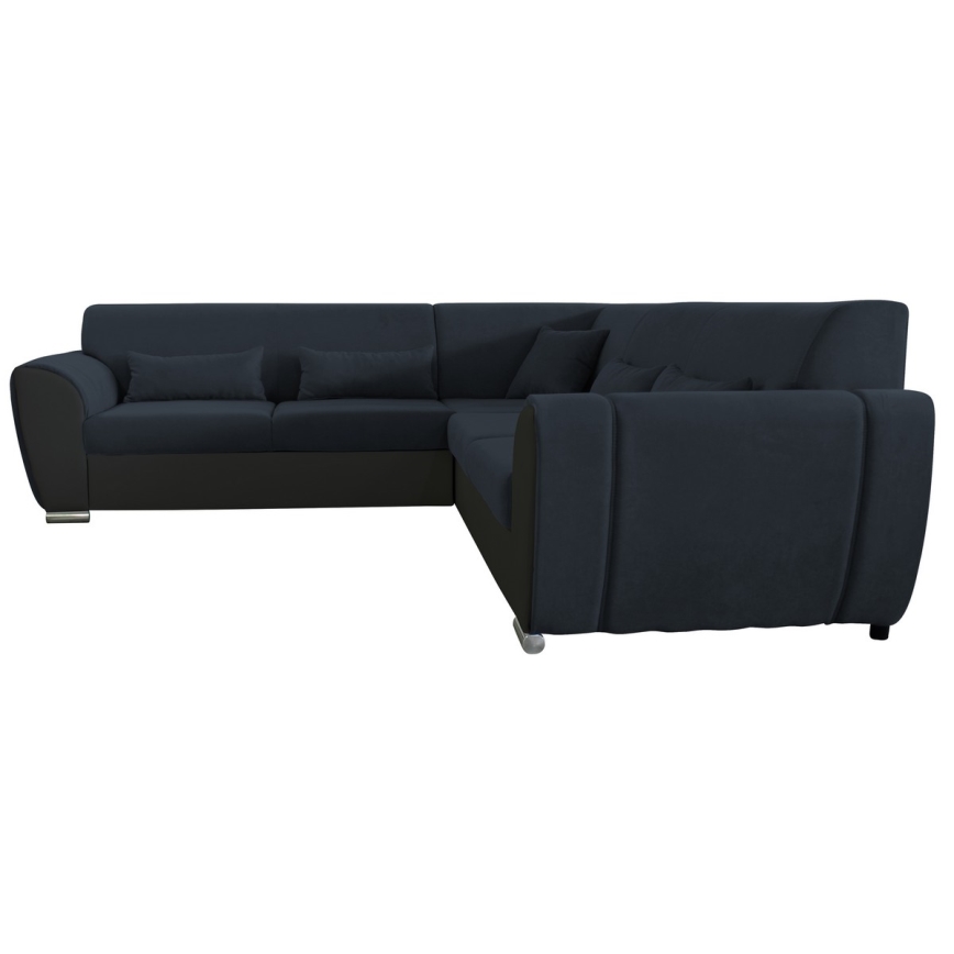 Rozkładana narożna tapicerowana sofa typu U VISEU prawa antracyt/czarny