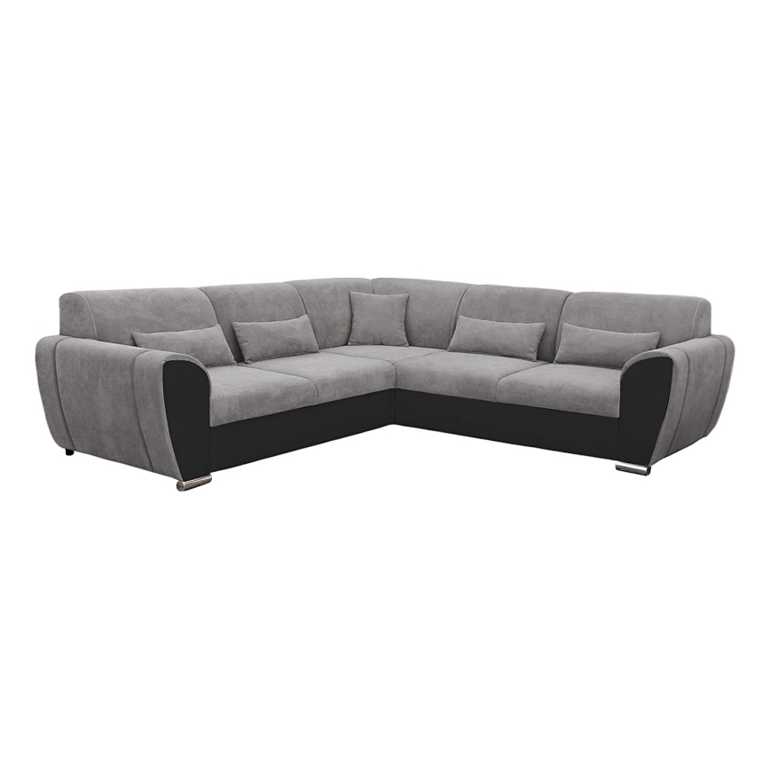 Rozkładana narożna tapicerowana sofa typu U VISEU prawa szary/czarny