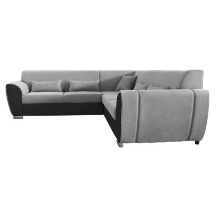 Rozkładana narożna tapicerowana sofa typu U VISEU prawa szary/czarny