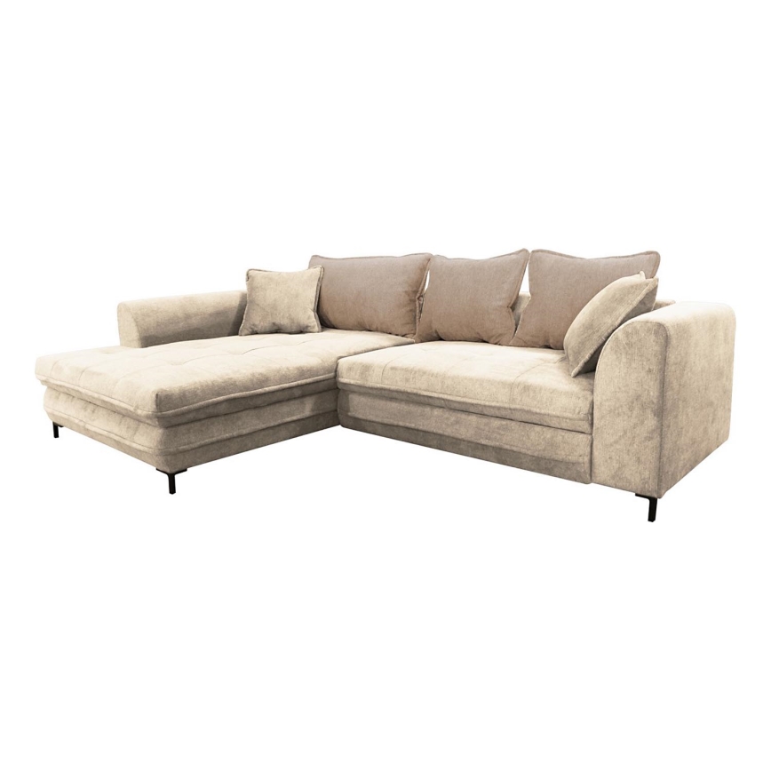 Rozkładana narożna tapicerowana sofa w kształcie L LAGOA lewa beżowy/brązowa