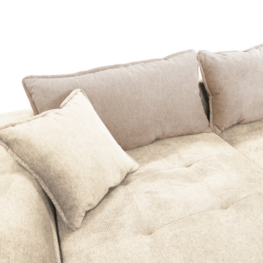 Rozkładana narożna tapicerowana sofa w kształcie L LAGOA lewa beżowy/brązowa