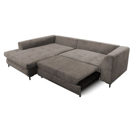 Rozkładana narożna tapicerowana sofa w kształcie L LAGOA lewa taupe/szara