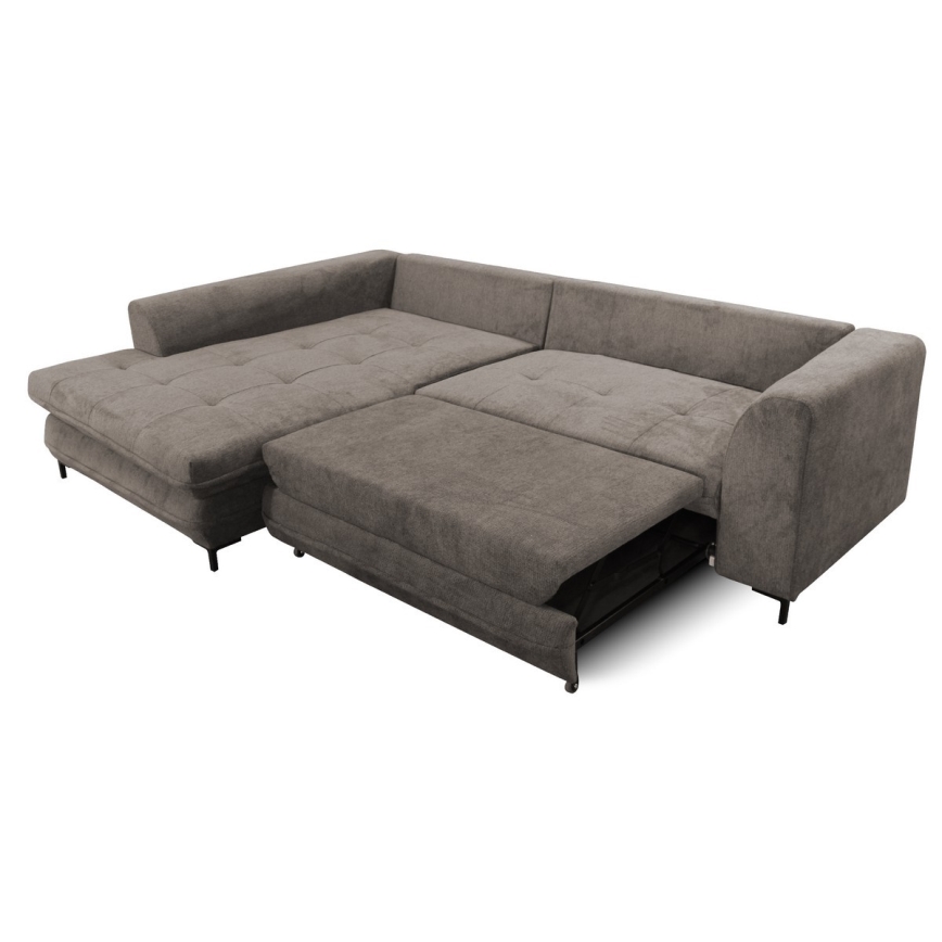 Rozkładana narożna tapicerowana sofa w kształcie L LAGOA lewa taupe/szara