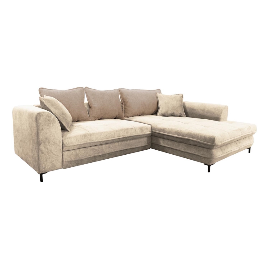 Rozkładana narożna tapicerowana sofa w kształcie L LAGOA prawa beżowy/brązowe