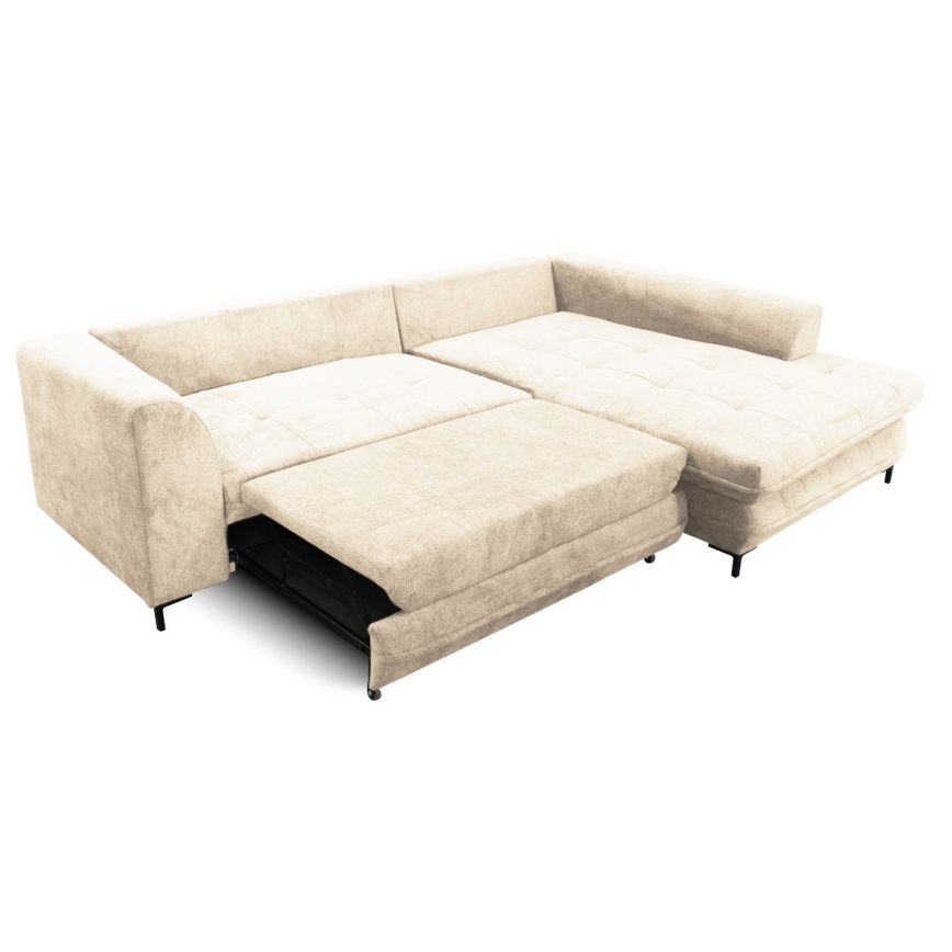 Rozkładana narożna tapicerowana sofa w kształcie L LAGOA prawa beżowy/brązowe