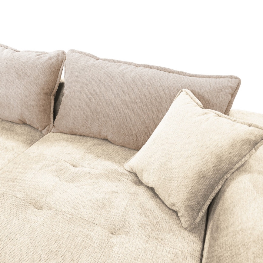 Rozkładana narożna tapicerowana sofa w kształcie L LAGOA prawa beżowy/brązowe