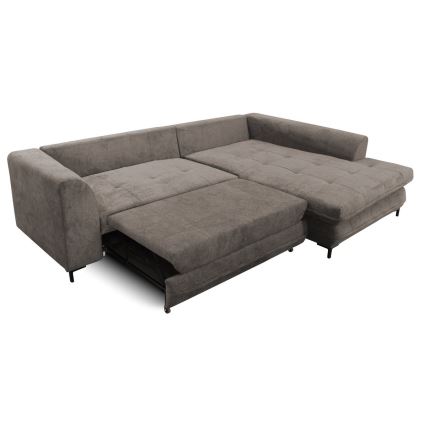 Rozkładana narożna tapicerowana sofa w kształcie L LAGOA prawa taupe/szara