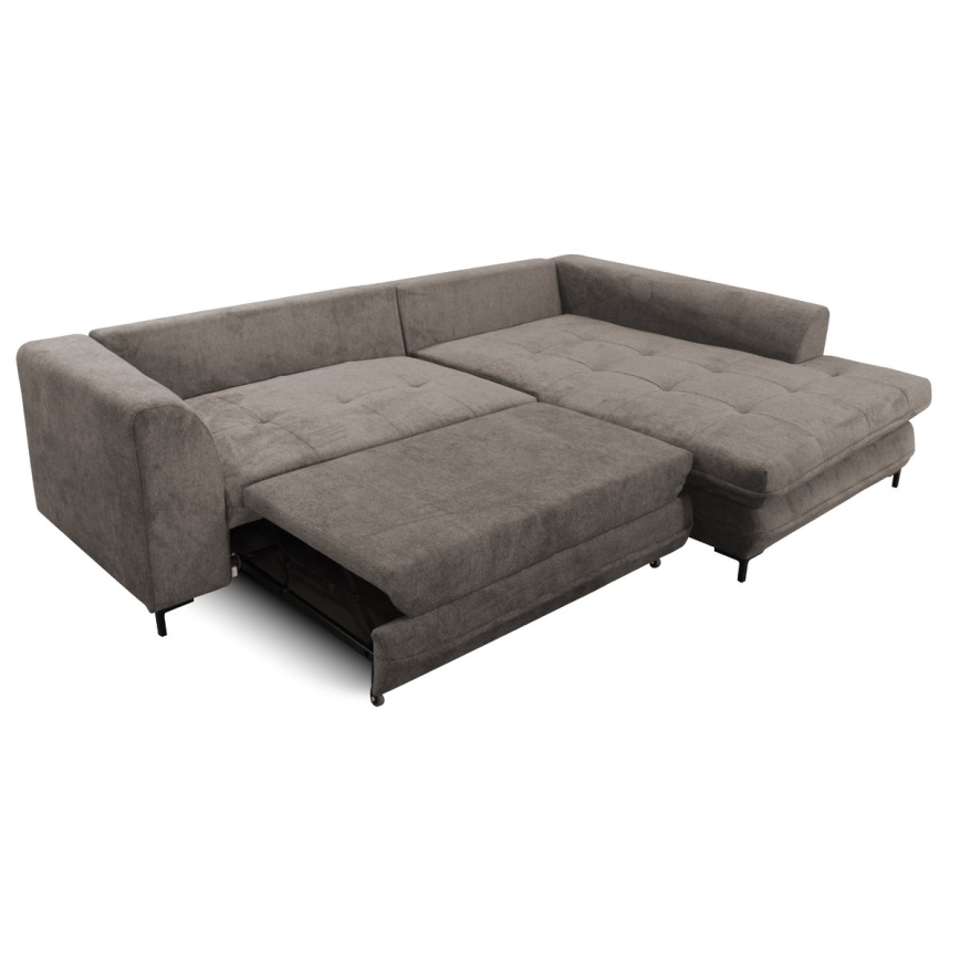 Rozkładana narożna tapicerowana sofa w kształcie L LAGOA prawa taupe/szara