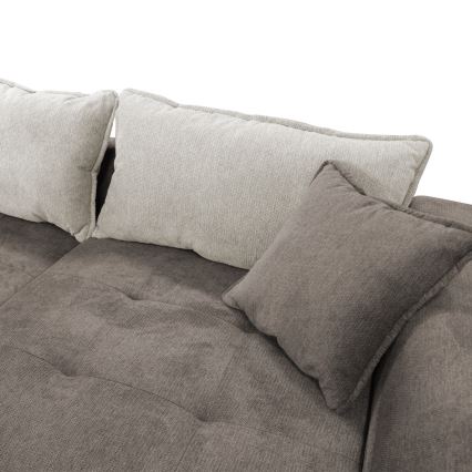 Rozkładana narożna tapicerowana sofa w kształcie L LAGOA prawa taupe/szara