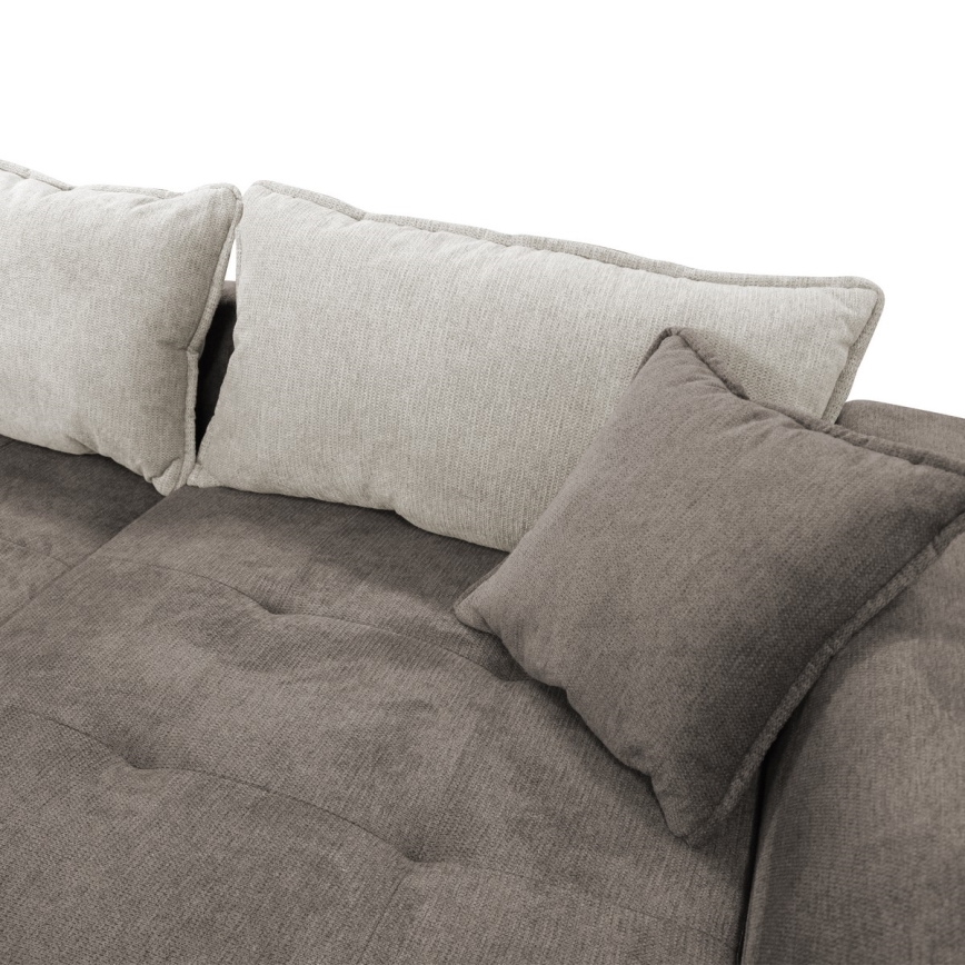 Rozkładana narożna tapicerowana sofa w kształcie L LAGOA prawa taupe/szara