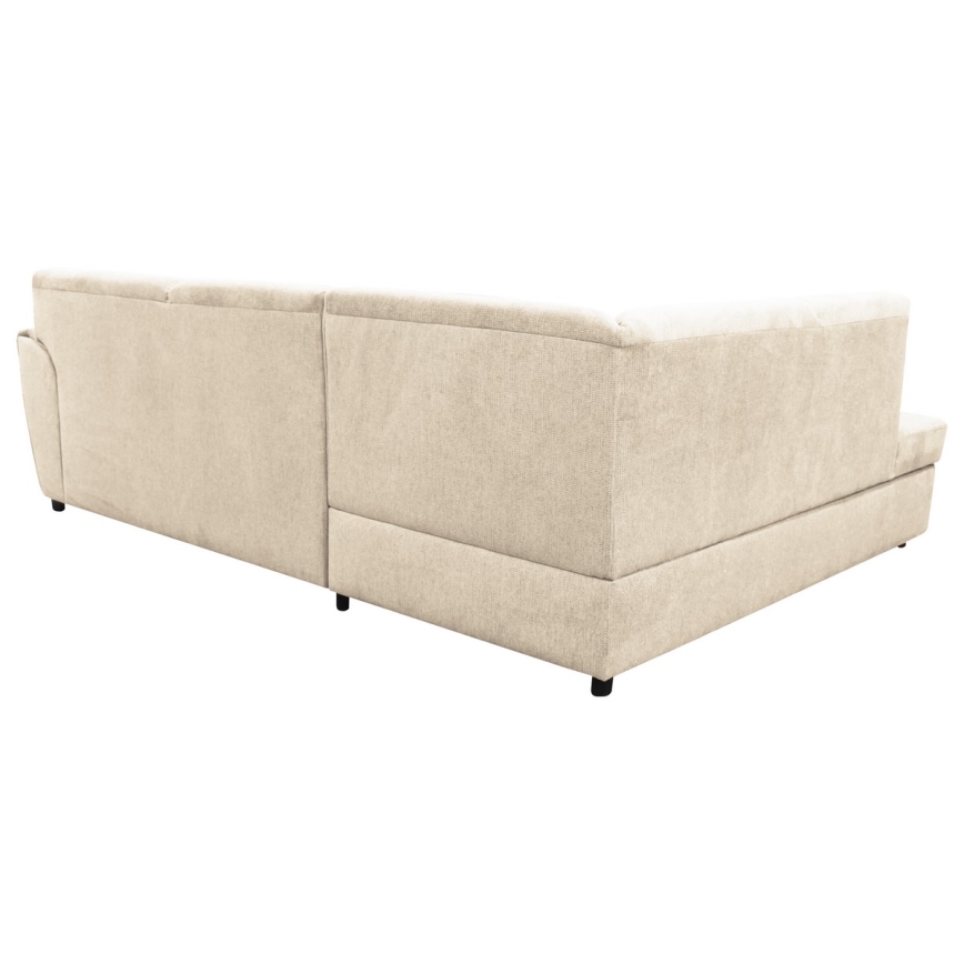 Rozkładana narożna tapicerowana sofa w kształcie L SERPA lewa beżowa