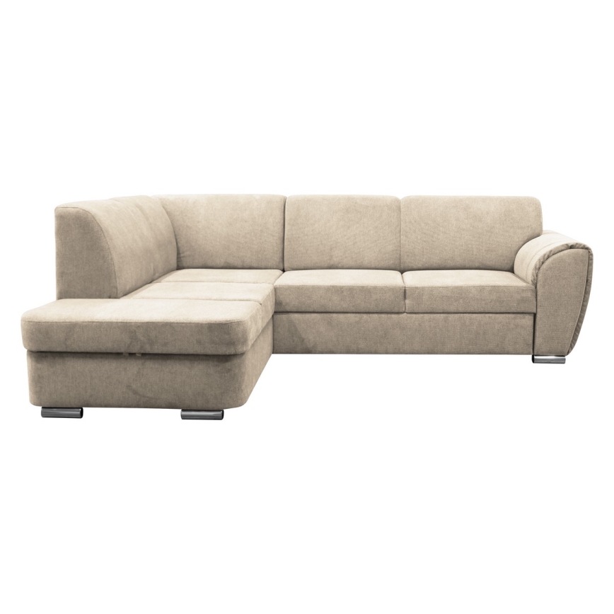Rozkładana narożna tapicerowana sofa w kształcie L SERPA lewa beżowa