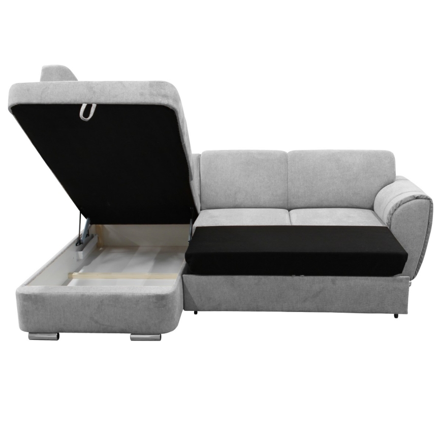 Rozkładana narożna tapicerowana sofa w kształcie L SERPA lewa szara