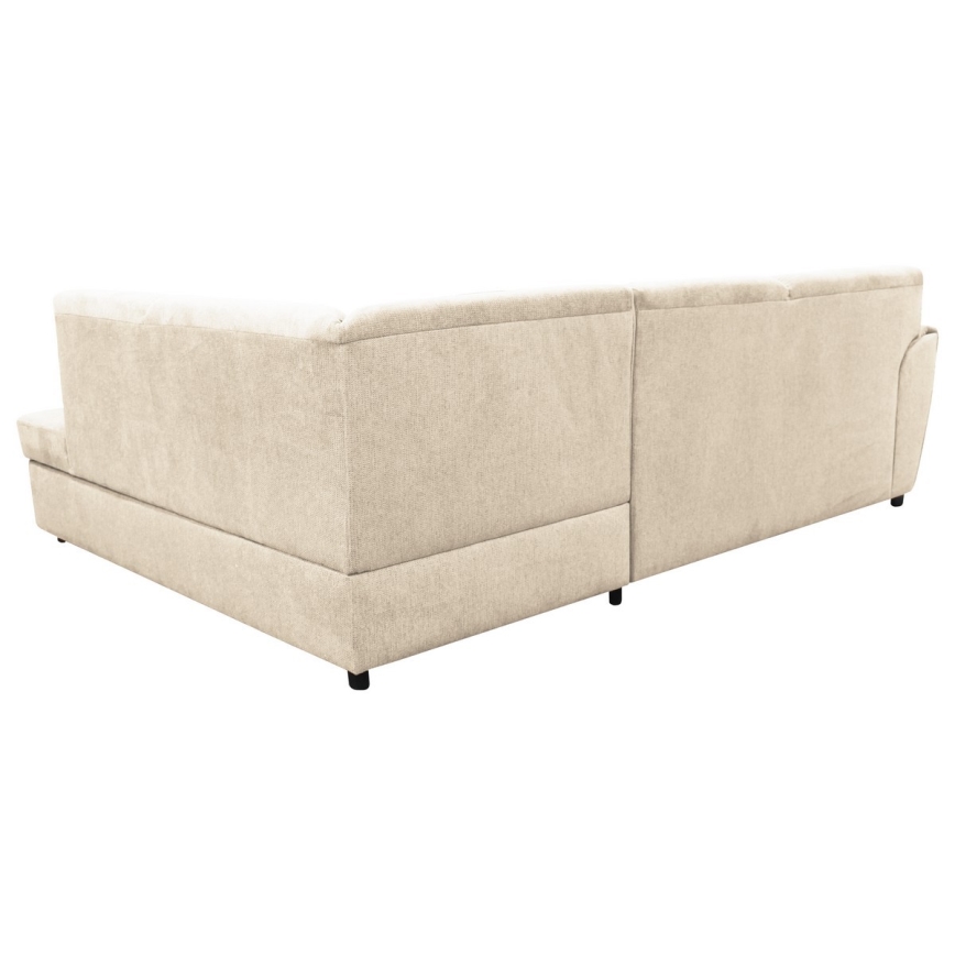 Rozkładana narożna tapicerowana sofa w kształcie L SERPA prawa beżowa