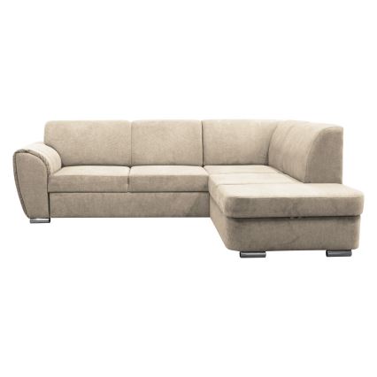 Rozkładana narożna tapicerowana sofa w kształcie L SERPA prawa beżowa