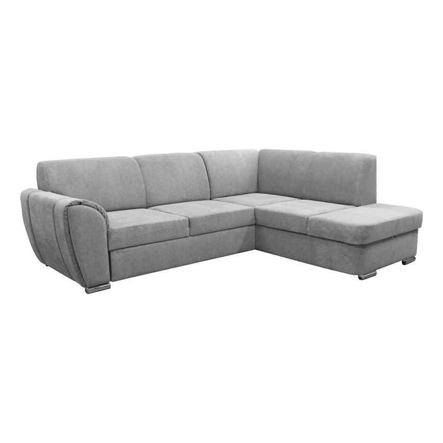 Rozkładana narożna tapicerowana sofa w kształcie L SERPA prawa szara