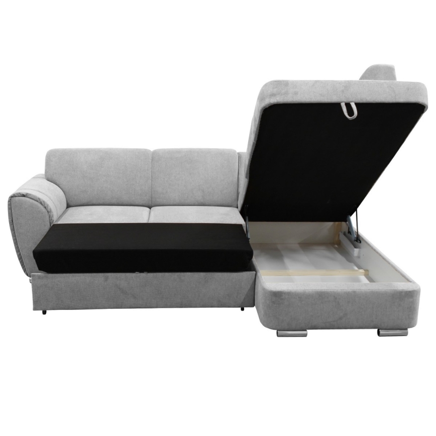 Rozkładana narożna tapicerowana sofa w kształcie L SERPA prawa szara