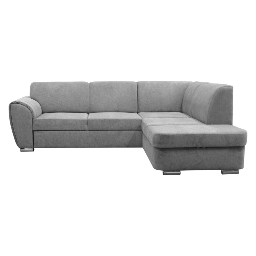 Rozkładana narożna tapicerowana sofa w kształcie L SERPA prawa szara