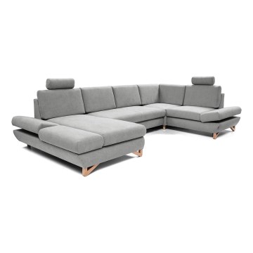 Rozkładana narożna tapicerowana sofa ze schowkiem typu U AVESTA szary