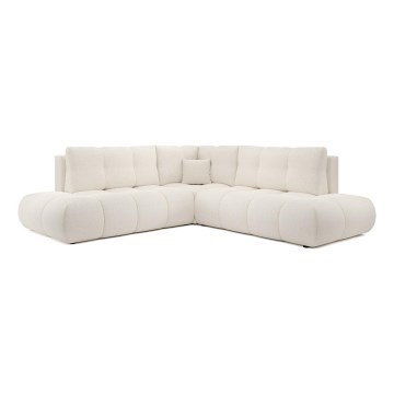 Rozkładana narożna tapicerowana sofa ze schowkiem w kształcie L ALMADA lewa beżowa