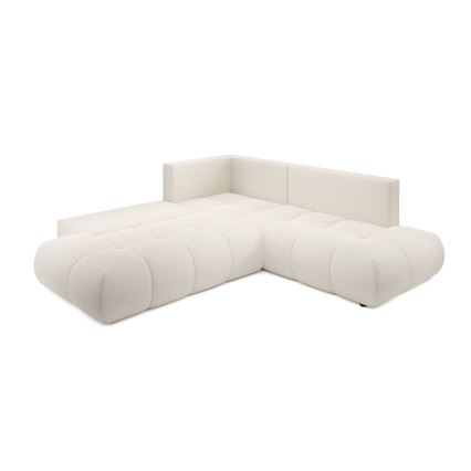 Rozkładana narożna tapicerowana sofa ze schowkiem w kształcie L ALMADA lewa beżowa