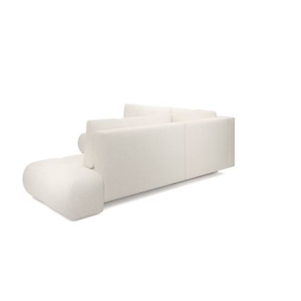 Rozkładana narożna tapicerowana sofa ze schowkiem w kształcie L ALMADA lewa beżowa