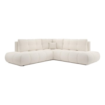 Rozkładana narożna tapicerowana sofa ze schowkiem w kształcie L ALMADA prawa beżowa