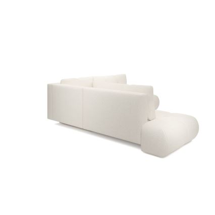 Rozkładana narożna tapicerowana sofa ze schowkiem w kształcie L ALMADA prawa beżowa