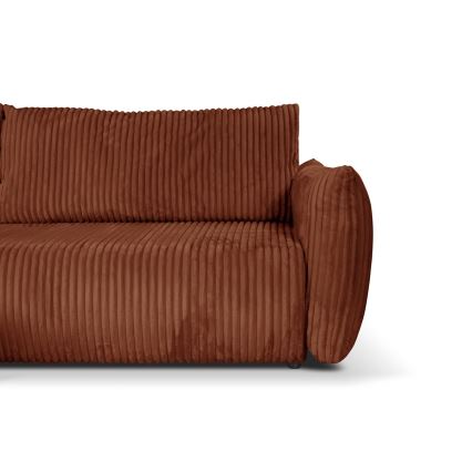 Rozkładana narożna uniwersalan sofa ze schowkiem w kształcie L FRIDA brązowa