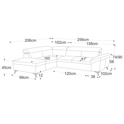 Rozkładana skórzana narożna sofa w kształcie litery L SALERNO II lewa beżowa
