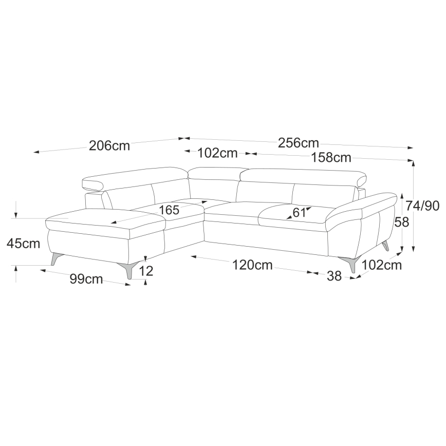 Rozkładana skórzana narożna sofa w kształcie litery L SALERNO II lewa beżowa